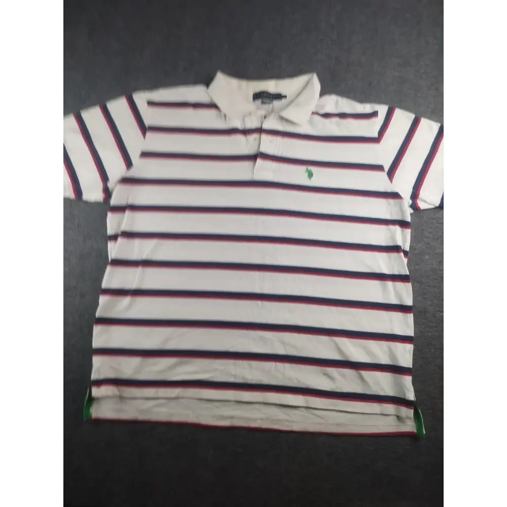 Vintage Polo Ralph Lauren Shirt Mens 2XL White Blue Red Striped Casual